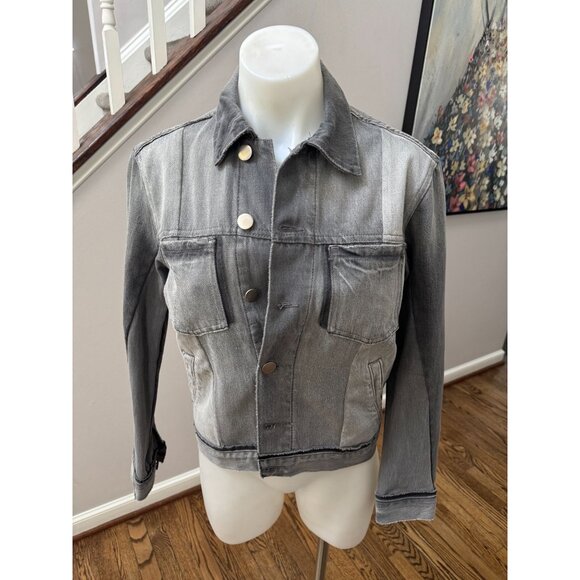 FRAME Denim Dove Grey Mix Cropped Jean Jacket Size XS - Picture 1 of 2
